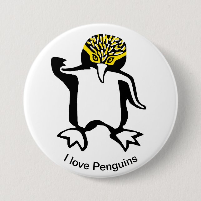  I love PENGUINS - Animal lover -Nature Button (Front)