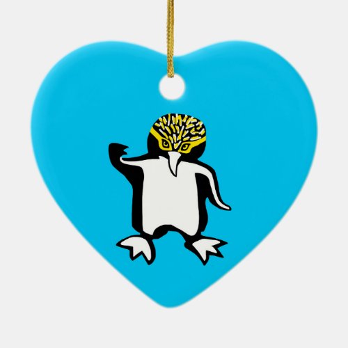 I love PENGUINS  _ Animal _ Marine _ Ocean blue Ceramic Ornament