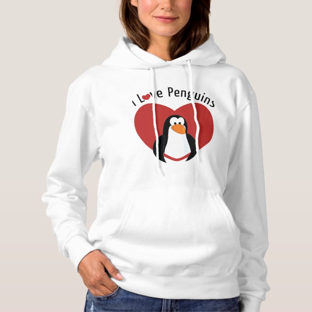I Love Penguins Hoodie (Front)