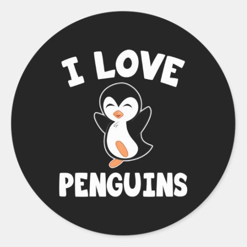 I Love Penguins Penguin Classic Round Sticker