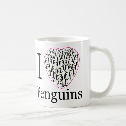 I love  penguins pink heart cup