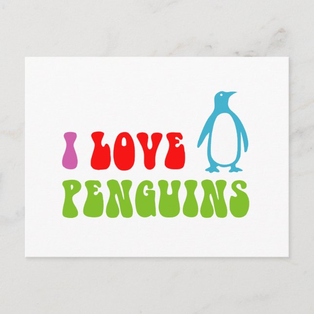 I Love Penguins Postcard (Front)