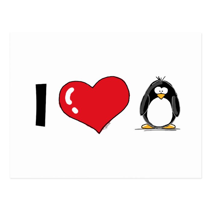 I Love Penguins Postcard