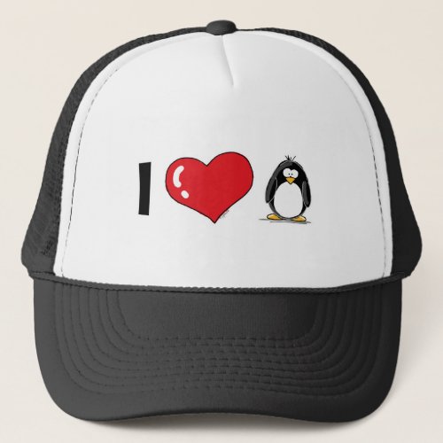 I Love Penguins Trucker Hat