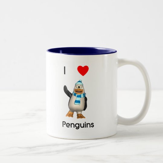 I Love Penguins Two-Tone Coffee Mug