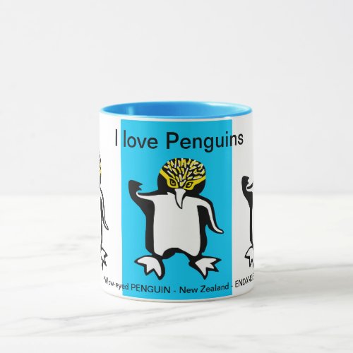  I love PENGUINS _ Wildlife _ Nature _  Blue Mug