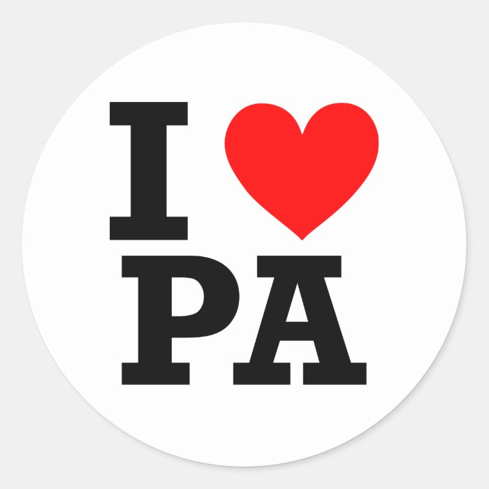I Love Pennsylvania Design Round Stickers
