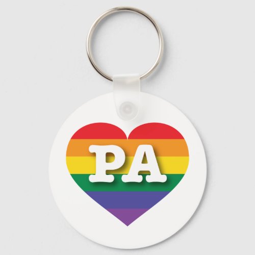 I love Pennsylvania Gay Pride Rainbow Heart Keychain