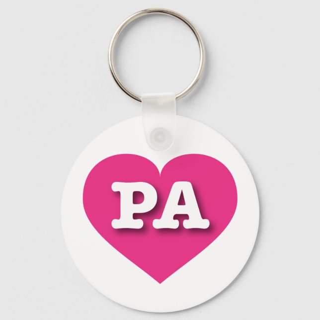 I love Pennsylvania - PA hot pink heart Keychain (Front)
