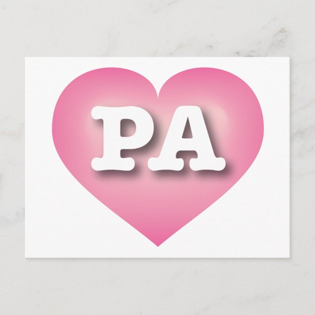 I love Pennsylvania - PA pink fade heart Postcard (Front)