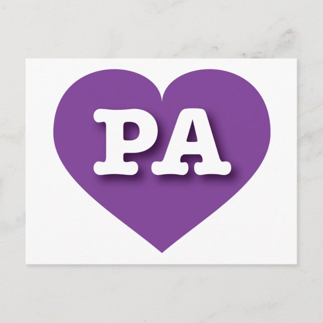 I love Pennsylvania - PA purple heart Postcard (Front)