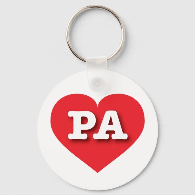 I love Pennsylvania - PA red heart Keychain (Front)
