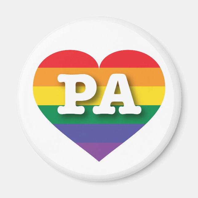 I Love Pennsylvania Rainbow Heart Magnet (Front)