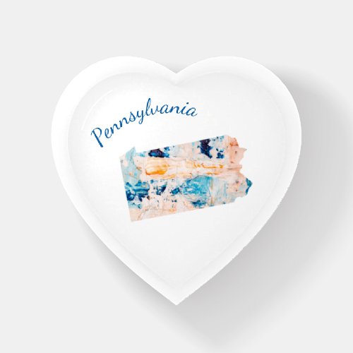I Love Pennsylvania State Outline Abstract Heart Paperweight