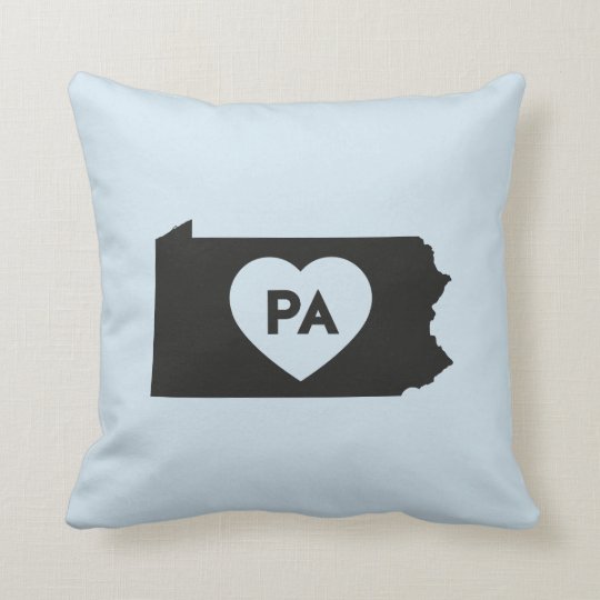 I Love Pennsylvania State Throw Pillow 16" x 16"