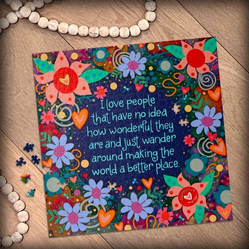 I Love People Quote Heart Flowers Pretty   Jigsaw Puzzle