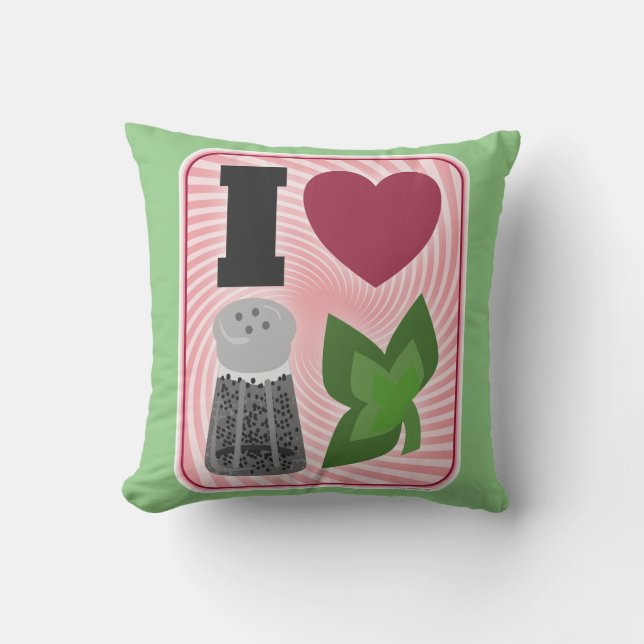 I Love Peppermint Visual Icons Christmas Baker Throw Pillow (Front)