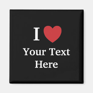 I Love Personalisable Fridge Magnet - Black