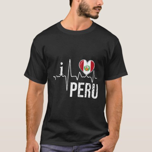 I Love Peru Heartbeat Flag For Peruvian Pride T_Shirt