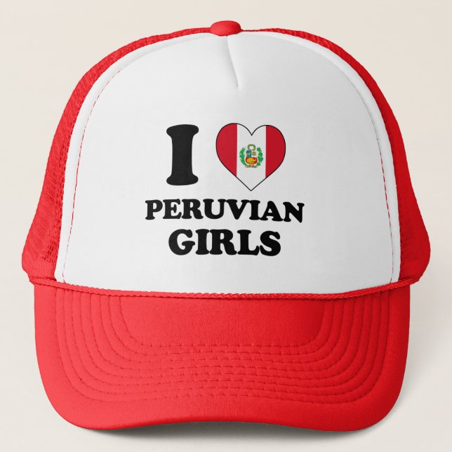 I love Peruvian Girls Trucker Hat (Front)