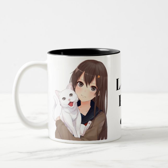 I Love Pet Elegant Black Text Personalized Photo Two-Tone Coffee Mug (Left)