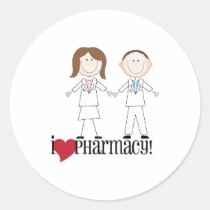 I Love Pharmacy Classic Round Sticker