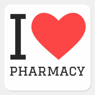 I love pharmacy square sticker
