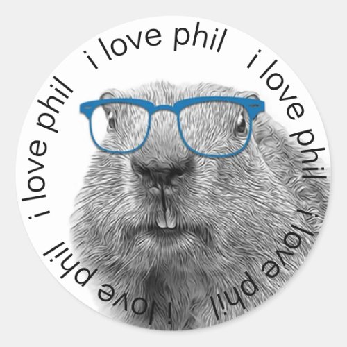 I Love Phil Groundhog Day Classic Round Sticker