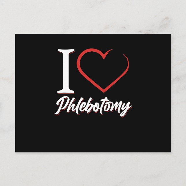 I Love Phlebotomy Phlebotomist Heart Blood Syringe Postcard (Front)