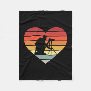 I Love Photographing Vintage Heart Fleece Blanket