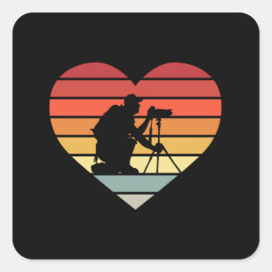 I Love Photographing Vintage Heart Square Sticker