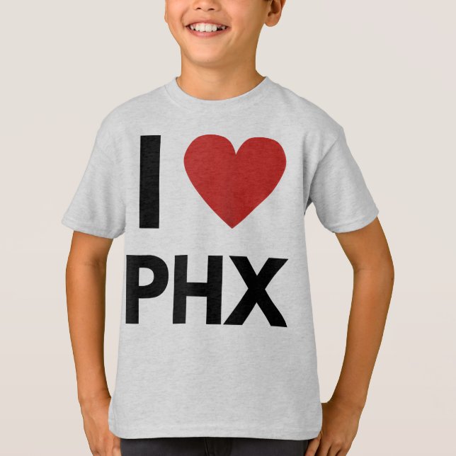 I Love PHX Heart Phoenix Love Fan Apparel Raglan B T-Shirt (Front)