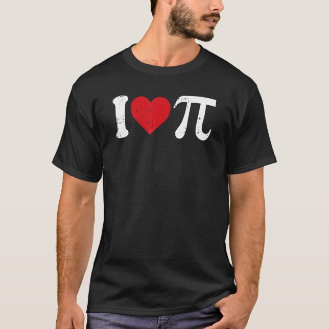 I Love Pi Day Cute Heart Math Symbols Teacher Stud T-Shirt (Front)