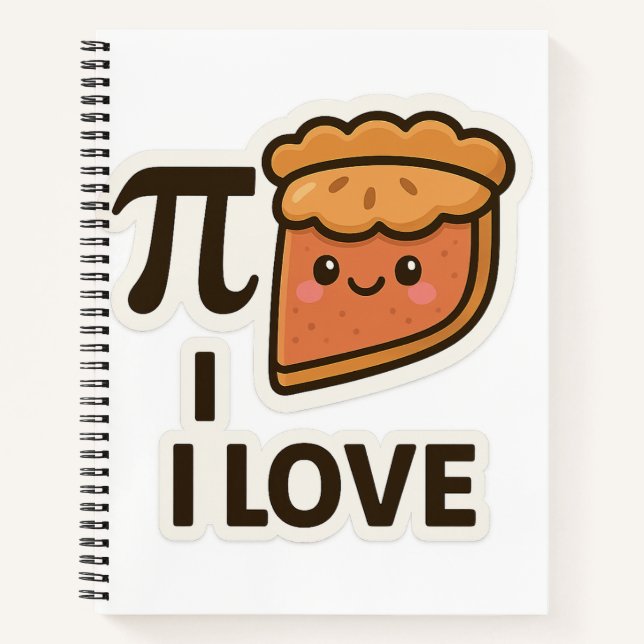 I Love Pi Sticker – Cute Math & Pie Pun Design Notebook (Front)