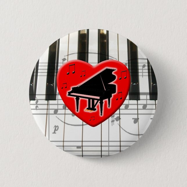 I Love Piano Button (Front)