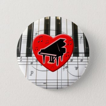 I Love Piano Button by dreamlyn at Zazzle
