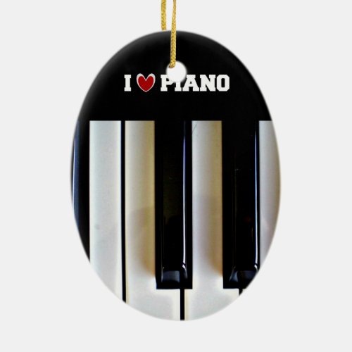 I Love Piano Ceramic Ornament