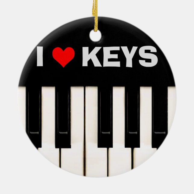 I love Piano Keys Ceramic Ornament (Back)