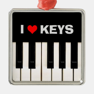 I love Piano Keys Metal Ornament