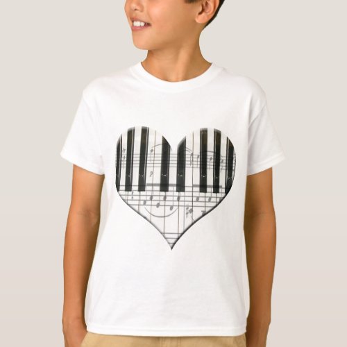 I Love Piano or Organ Music Heart Keyboard T_Shirt
