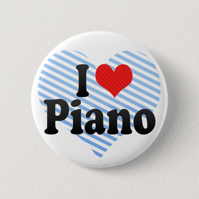 I Love Piano Pinback Button (Front)