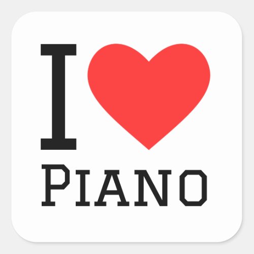 I love piano square sticker