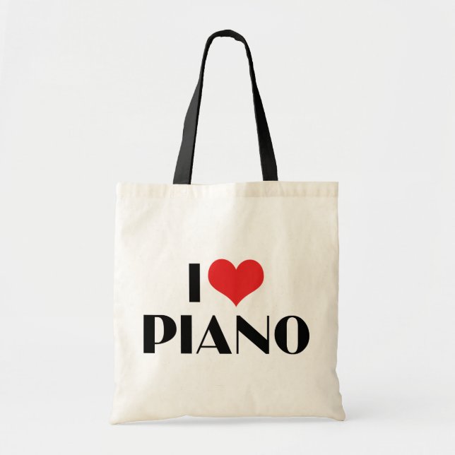 I Love Piano Tote Bag (Front)