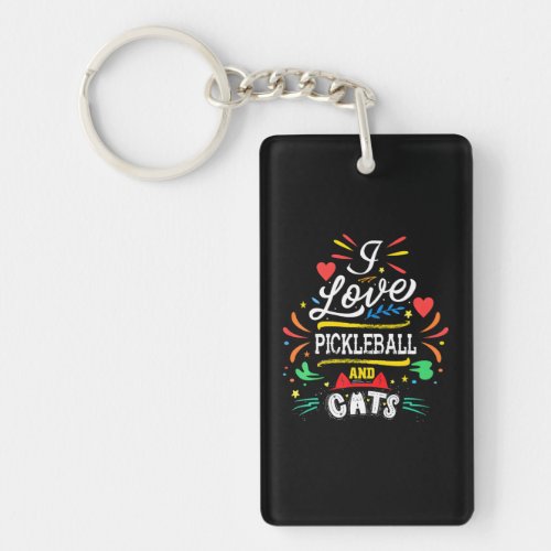 I Love Pickleball And Cats Pickleball Lover Coach Keychain