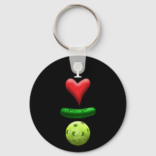 I love Pickleball - Black Keychain