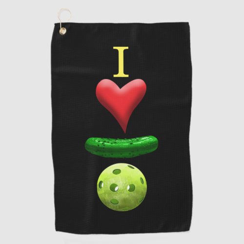 I Love Pickleball Black Sweat Towel