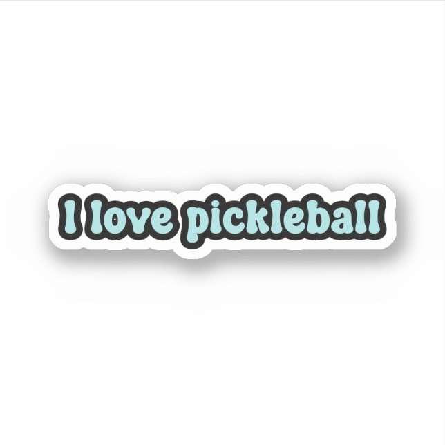 I love pickleball Blue Retro Text Sticker (Front)