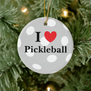 "I Love Pickleball"  Ceramic Ornament