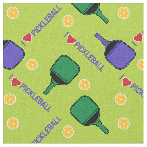 I love pickleball fresh green custom size fabric Zazzle