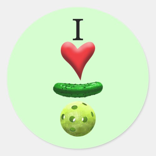 I Love Pickleball _ Green _ Classic Round Sticker